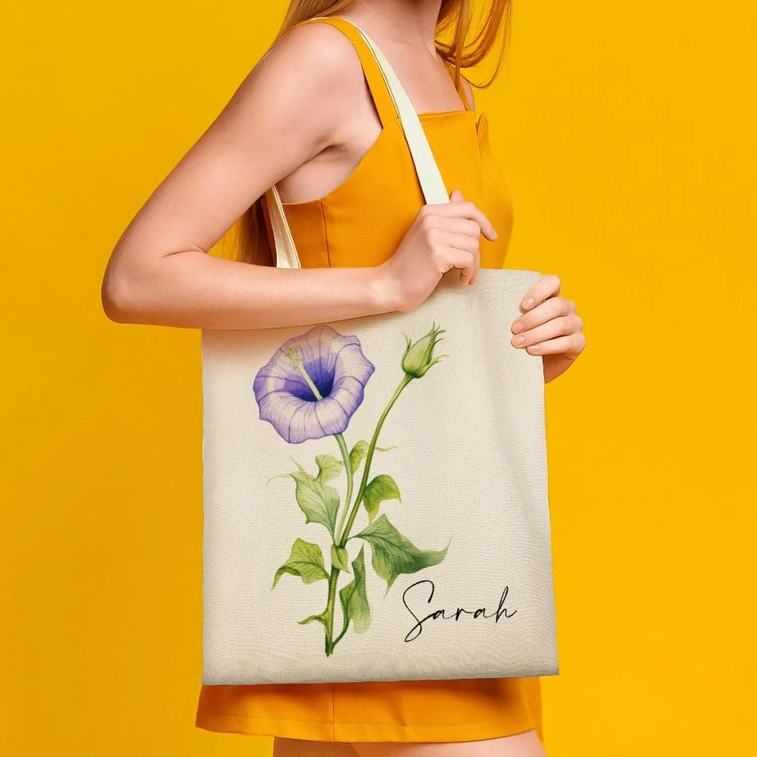Personalized Birth Month Flower Tote Bags