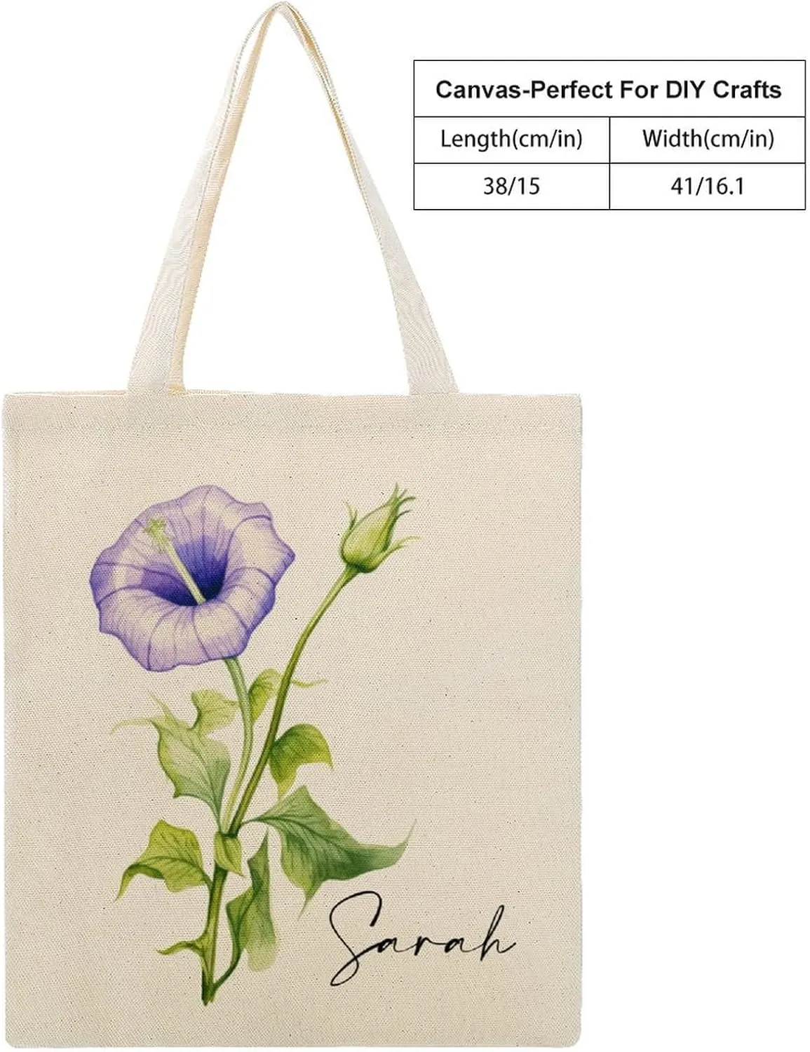 Personalized Birth Month Flower Tote Bags
