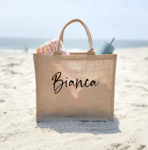 Personalized Burlap Tote, Jute Tote, Beach Tote Bag with Name, Girls Trip Gift Ideas, Bachelorette Party Favor, Cruise Trip Bags, Bridesmaid Gift Bags, Personalized Gift for her, Beach Bag 11