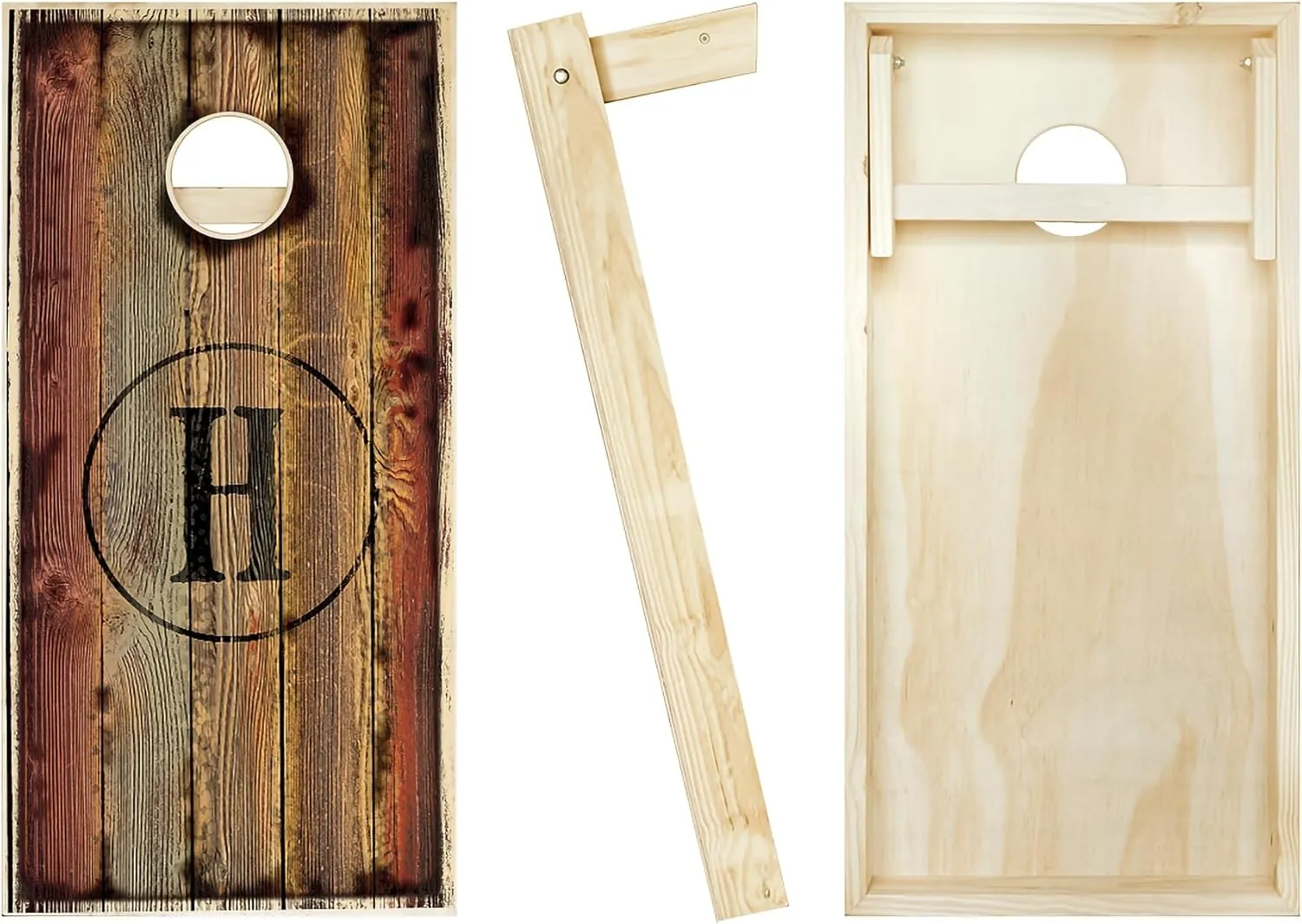 Personalized Burned Wood Monogram Cornhole Boards - Includes 2 Boards and 8 Bags with Your Personalization