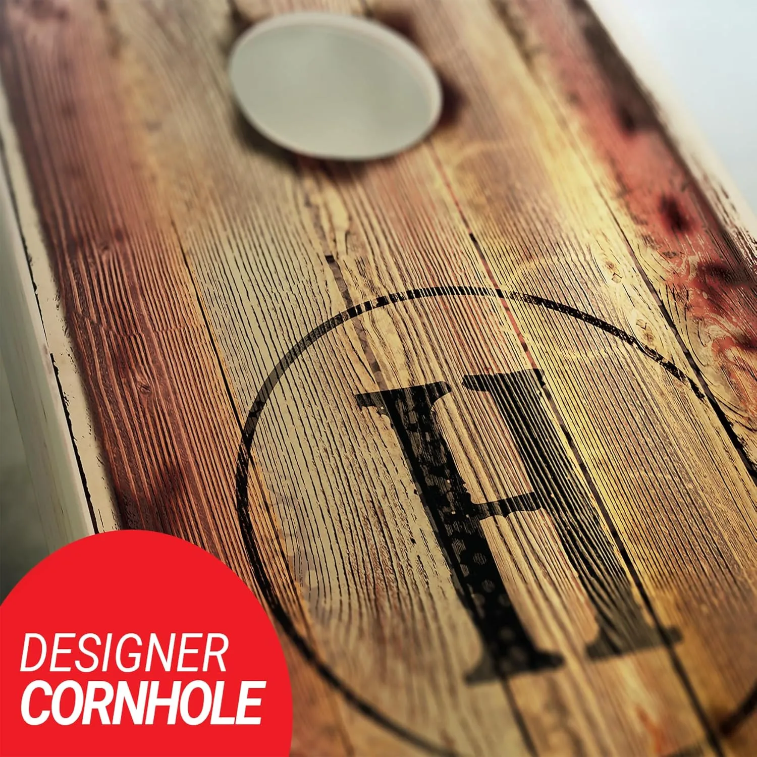 Personalized Burned Wood Monogram Cornhole Boards - Includes 2 Boards and 8 Bags with Your Personalization