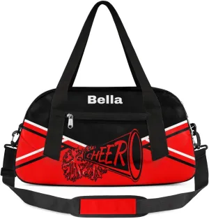 Personalized Cheer Bag Dance Bag for Girls, Personalized Custom Kids Duffle Bags, Customized Sports Gym Bag Weekender Overnight Bag Travel Duffel Bag, Red Black Aztec Background Cheer