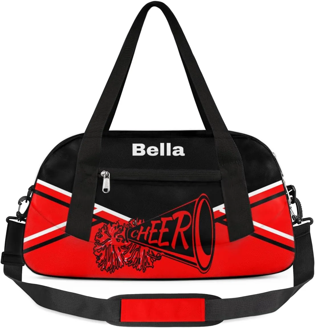 Personalized Cheer Bag Dance Bag for Girls, Personalized Custom Kids Duffle Bags, Customized Sports Gym Bag Weekender Overnight Bag Travel Duffel Bag, Red Black Aztec Background Cheer