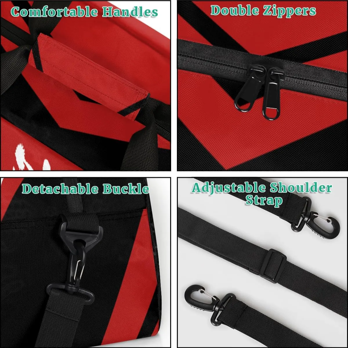 Personalized Cheer Bag Girl Sport Duffel Bag, Custom Kids Gym Bag, Customize Travel Duffle Bag with Name, Overnight Weekender Bags,Black Red, Cheerleading Gifts