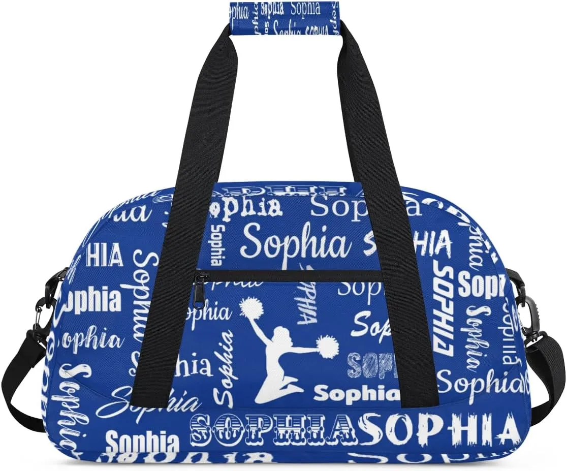 Personalized Cheer Bag Name Custom Sport Duffel Bag Dance Bag, Overnight Weekender Bags Cheerleader Personalized Gymnastics Bag Cheerleading Gifts, Cobalt Blue
