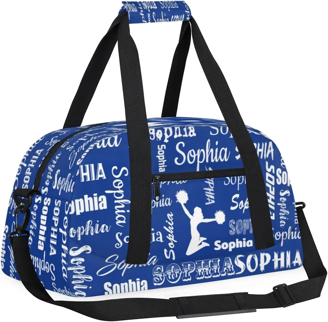 Personalized Cheer Bag Name Custom Sport Duffel Bag Dance Bag, Overnight Weekender Bags Cheerleader Personalized Gymnastics Bag Cheerleading Gifts, Cobalt Blue