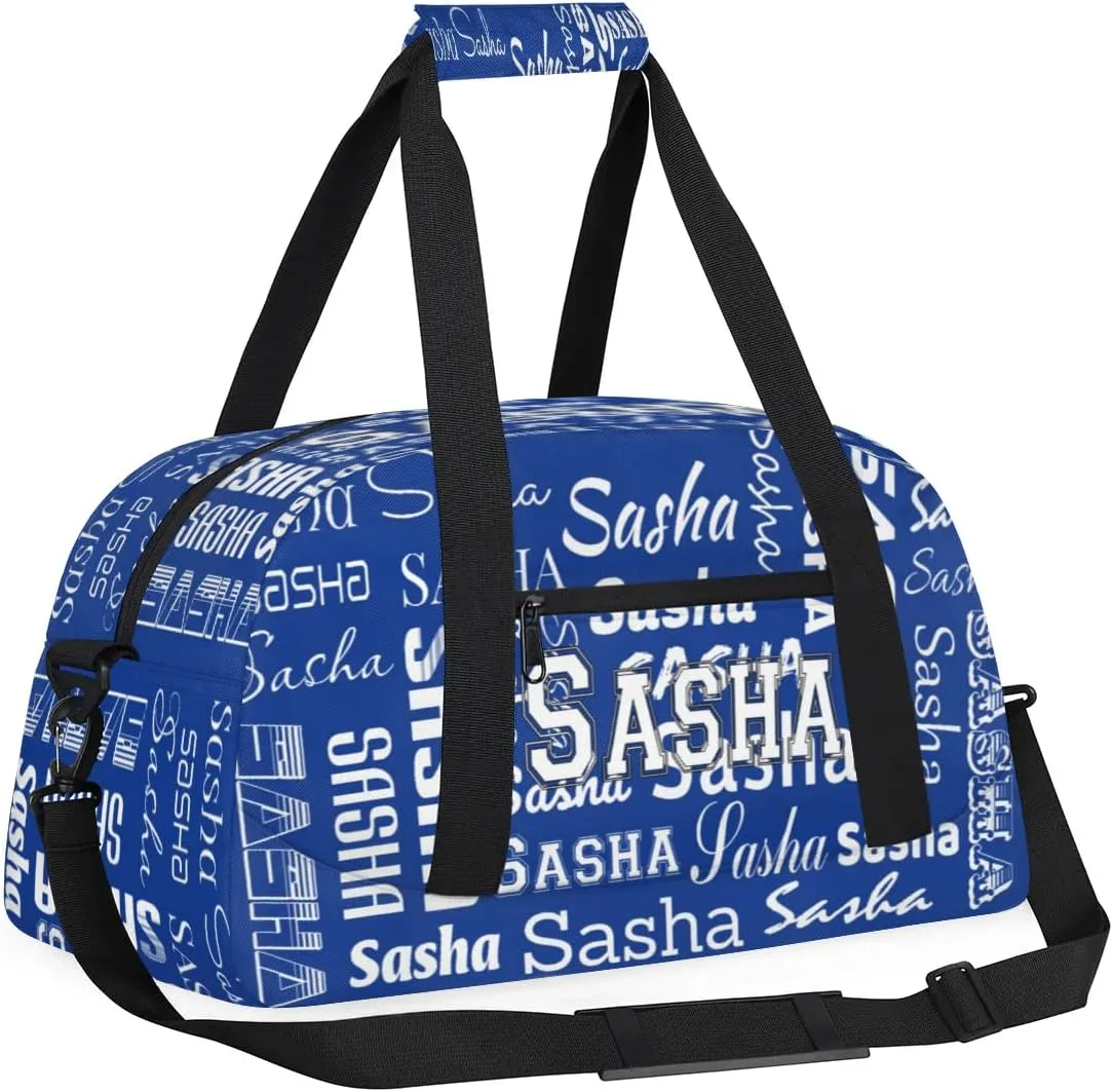 Personalized Cheer Bag, Name Dance Bag Gymnastics Bags, Custom Sport Duffel Gym Bags Travel Overnight Weekender Bags, Cobalt Blue Ballet Bags