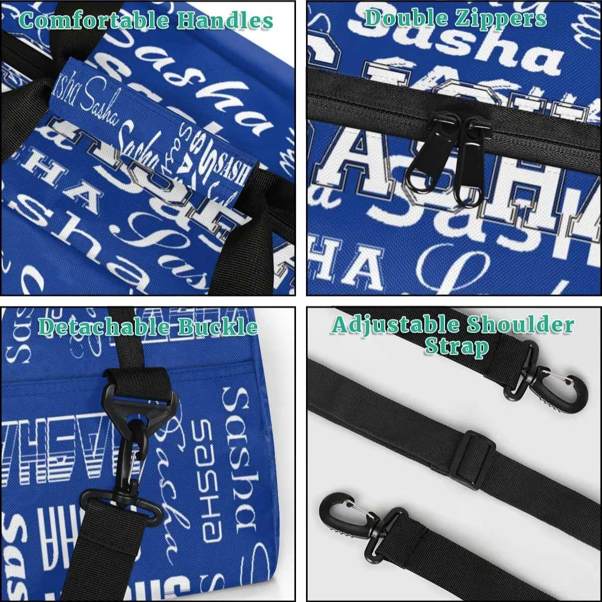 Personalized Cheer Bag, Name Dance Bag Gymnastics Bags, Custom Sport Duffel Gym Bags Travel Overnight Weekender Bags, Cobalt Blue Ballet Bags