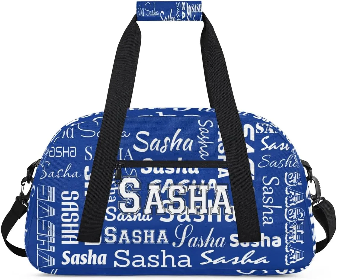 Personalized Cheer Bag, Name Dance Bag Gymnastics Bags, Custom Sport Duffel Gym Bags Travel Overnight Weekender Bags, Cobalt Blue Ballet Bags