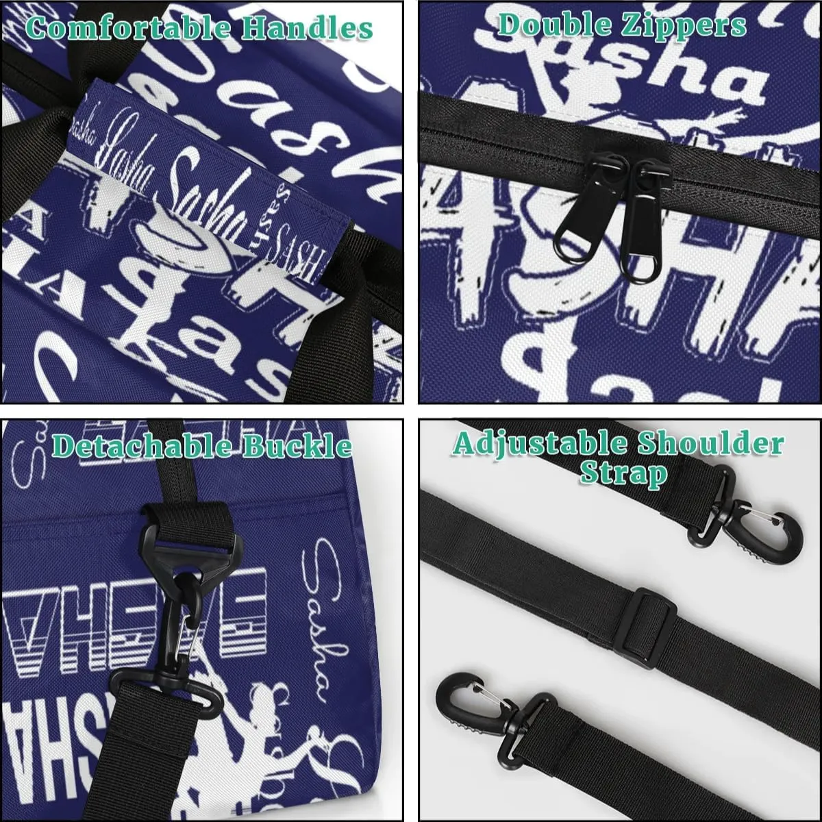 Personalized Cheer Bag, Name Dance Bag Gymnastics Bags, Custom Sport Duffel Gym Bags Travel Overnight Weekender Bags, Dark Navy Ballet Bags