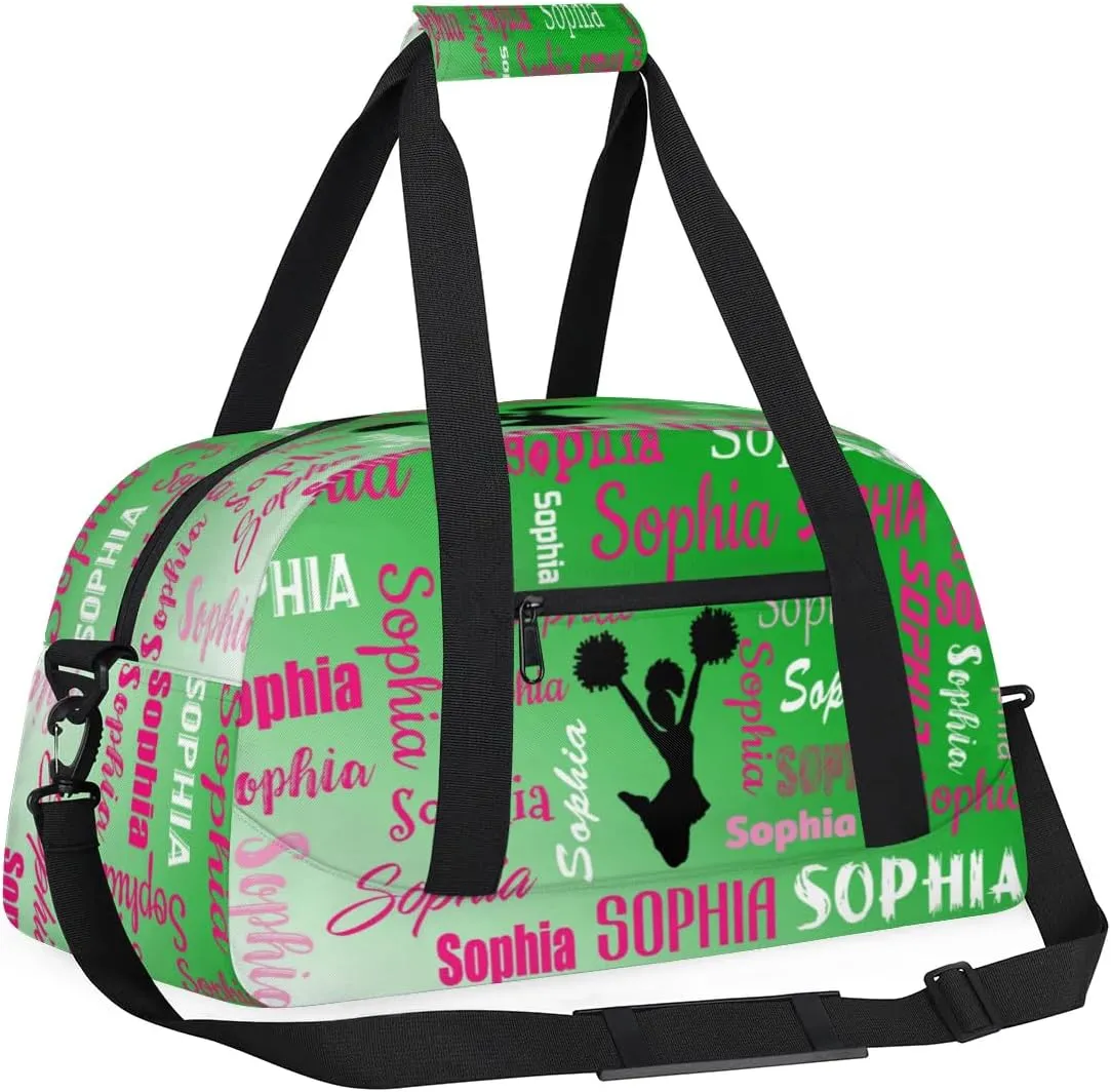 Personalized Cheer Bag Sport Duffel Bag Dance Bag, Overnight Duffel Bags Cheerleader Personalized Gymnastics Duffel Bag Cheerleading Gifts, Grass Green Gradient