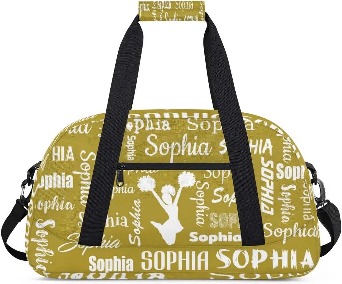 Personalized Cheer Bag Sport Duffel Bag Dance Bag, Overnight Weekender Bags Cheerleader Personalized Gymnastics Duffel Bag Cheerleading Gifts, Brown