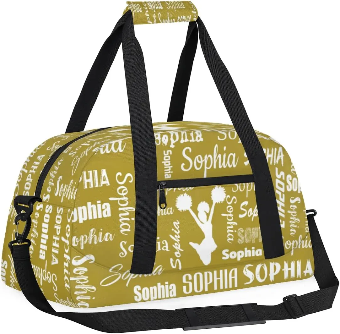Personalized Cheer Bag Sport Duffel Bag Dance Bag, Overnight Weekender Bags Cheerleader Personalized Gymnastics Duffel Bag Cheerleading Gifts, Brown