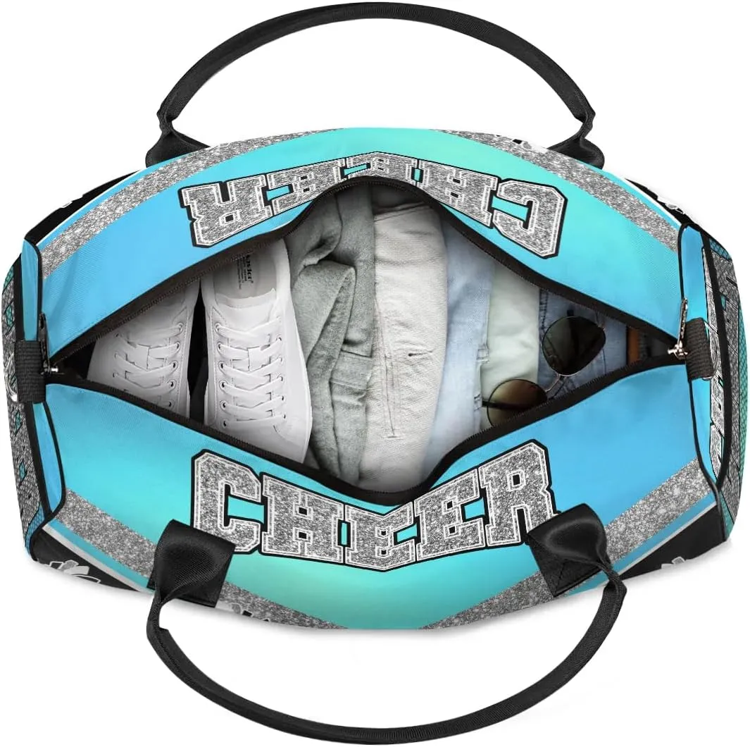 Personalized Cheer Bag with Name Blue Light Sport Duffel Bag Overnight Weekender Bags Customize Dance PracticeTravel Duffle Bag