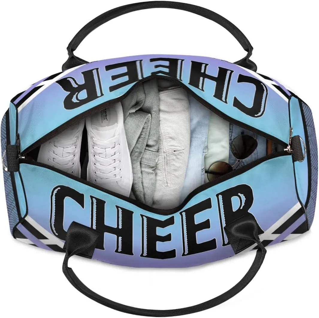 Personalized Cheer Bags for Cheerleaders, Custom Name Sport Gym Duffel Bags, Customized Travel Overnight Weekender Bags Personalized Cheerleading Gifts, Blue Purple Gradient