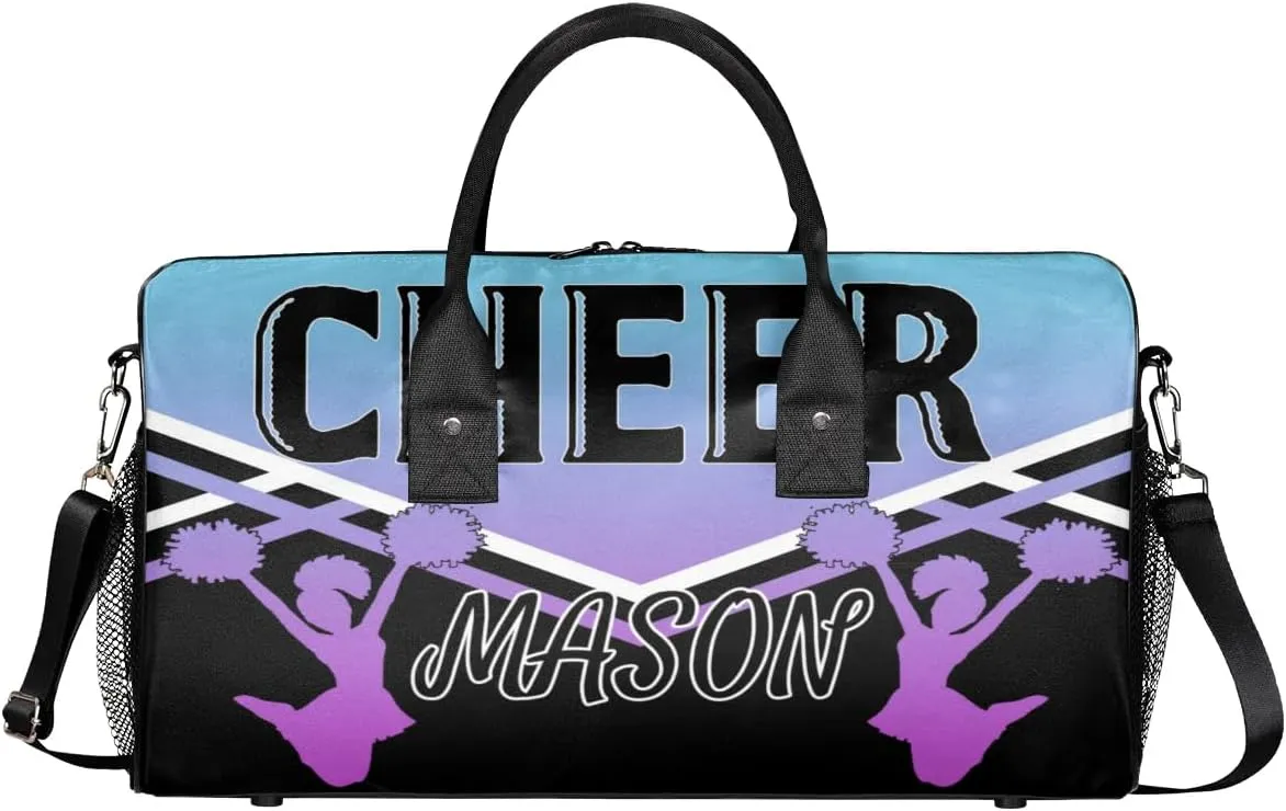 Personalized Cheer Bags for Cheerleaders, Custom Name Sport Gym Duffel Bags, Customized Travel Overnight Weekender Bags Personalized Cheerleading Gifts, Blue Purple Gradient