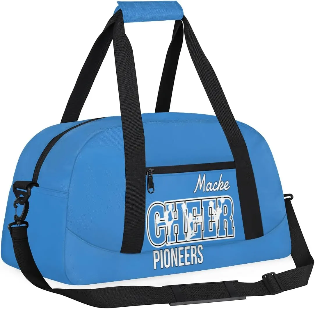 Personalized Cheer Duffel Bags, Custom Cheerleader Dance Sport Bags, Customized Cheerleading Travel Bags Weekender Bags with Name, Blue