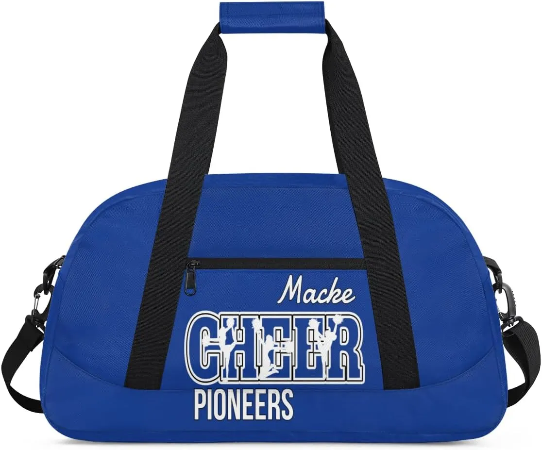 Personalized Cheer Duffel Bags, Custom Cheerleader Dance Sport Bags, Customized Cheerleading Travel Bags Weekender Bags with Name, Cobalt Blue