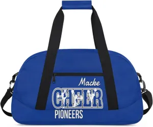 Personalized Cheer Duffel Bags, Custom Cheerleader Dance Sport Bags, Customized Cheerleading Travel Bags Weekender Bags with Name, Cobalt Blue