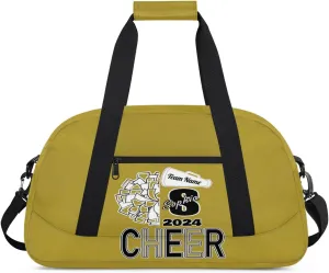 Personalized Cheer Duffel Bags, Custom Cheerleader Dance Sport Bags, Customized Cheerleading Travel Overnight Weekender Bags with Name, Brown