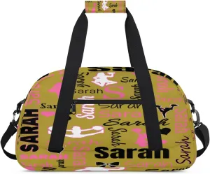 Personalized Cheer Duffle Bag for Cheerleaders, Brown (No Glitter) Custom Cheerleading Gym Bag for Women, Cheer Duffel Bag with Name Weekender Bags Customized Cheer Gifts