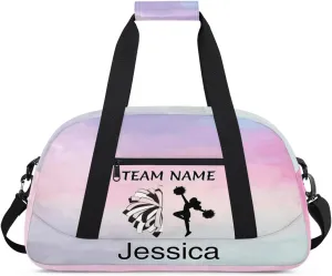 Personalized Cheer Duffle Bag for Cheerleaders, Custom Cheerleading Gym Bag for Women, Cheer Duffel Bag with Name Overnight Weekender Bags, Colourful Prints
