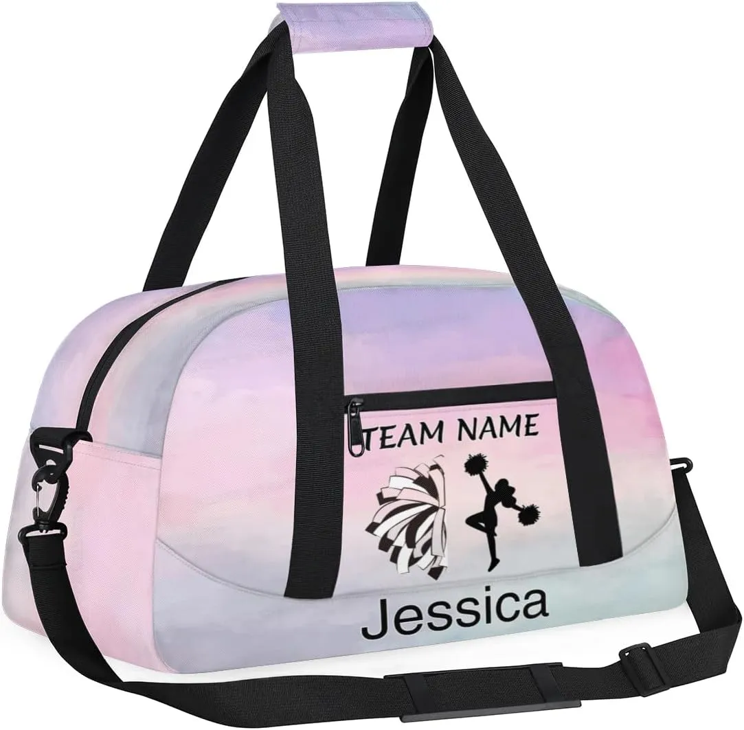 Personalized Cheer Duffle Bag for Cheerleaders, Custom Cheerleading Gym Bag for Women, Cheer Duffel Bag with Name Overnight Weekender Bags, Colourful Prints