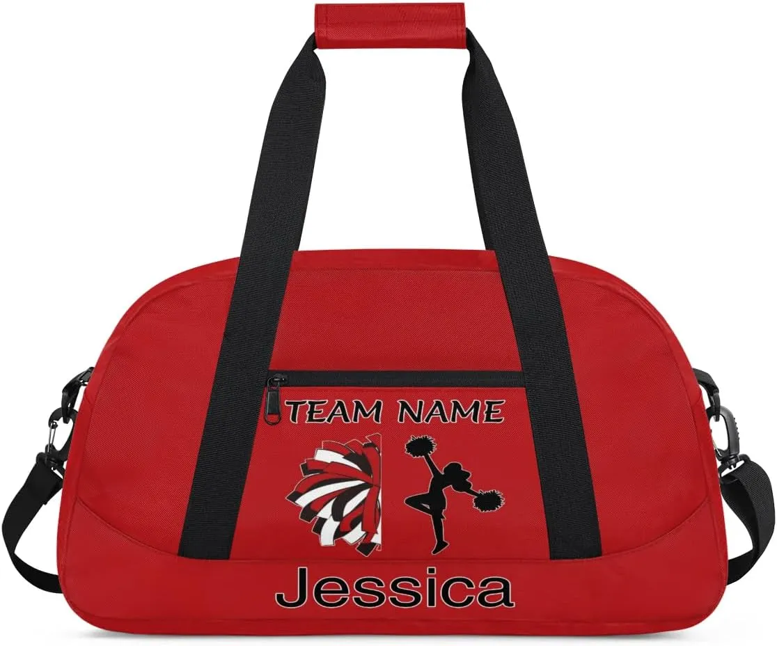 Personalized Cheer Duffle Bag for Cheerleaders, Custom Cheerleading Gym Bag for Women, Cheer Duffel Bag with Name Overnight Weekender Bags, Deep Red