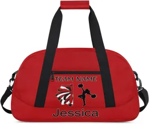Personalized Cheer Duffle Bag for Cheerleaders, Custom Cheerleading Gym Bag for Women, Cheer Duffel Bag with Name Overnight Weekender Bags, Deep Red