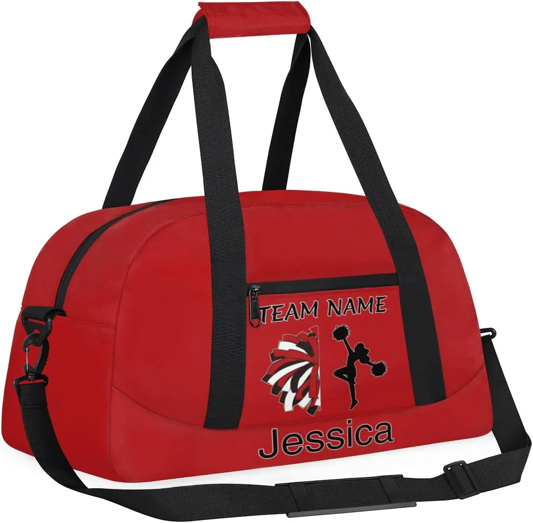 Personalized Cheer Duffle Bag for Cheerleaders, Custom Cheerleading Gym Bag for Women, Cheer Duffel Bag with Name Overnight Weekender Bags, Deep Red