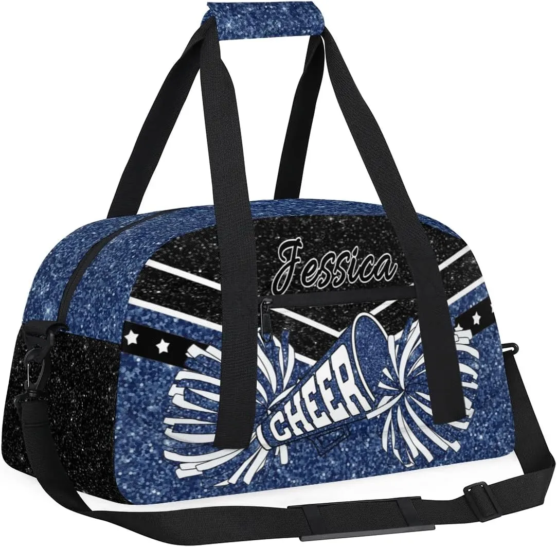 Personalized Cheer Sport Gym Duffel Bags Custom Cheerleadr Bag with Name, Customize Travel Duffle Bags, Overnight Weekender Bag Cheerleading Gifts, Dark Blue