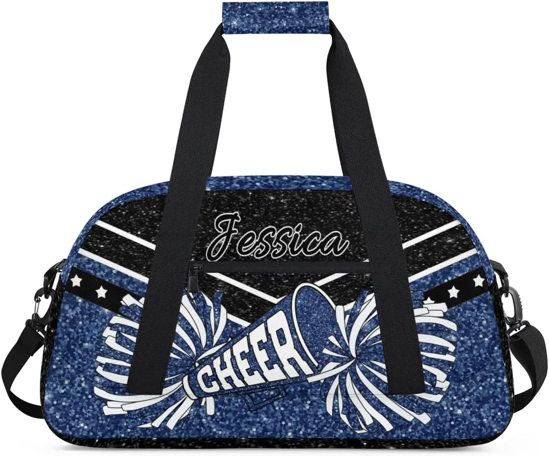 Personalized Cheer Sport Gym Duffel Bags Custom Cheerleadr Bag with Name, Customize Travel Duffle Bags, Overnight Weekender Bag Cheerleading Gifts, Dark Blue