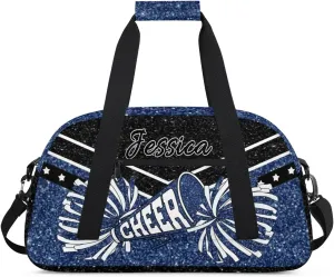 Personalized Cheer Sport Gym Duffel Bags Custom Cheerleadr Bag with Name, Customize Travel Duffle Bags, Overnight Weekender Bag Cheerleading Gifts, Dark Blue