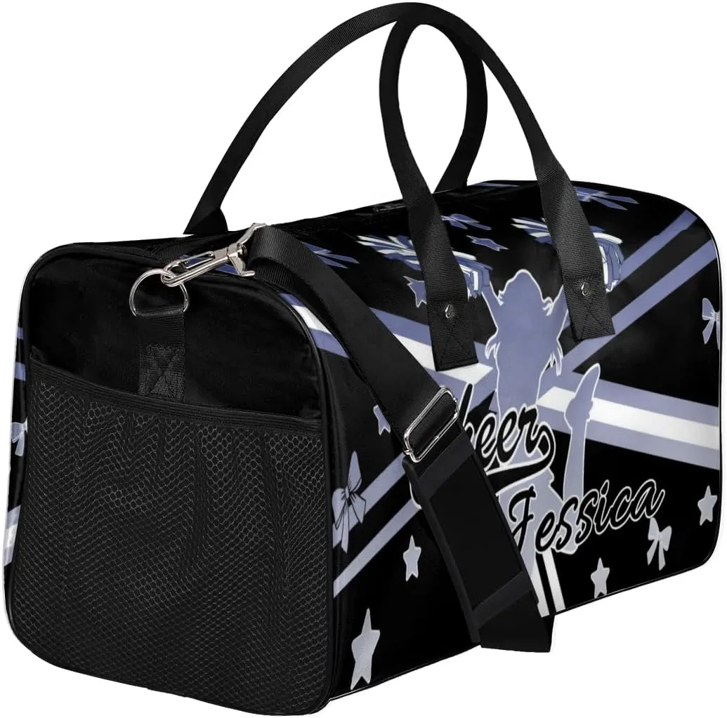 Personalized Cheer Sports Bag for Cheerleader, Cobalt Blue Gradient Custom Gymnastics Gym Duffel Bags Cheer Competition Gift with Your Name Ballet Dance Overnight Weekender Bag