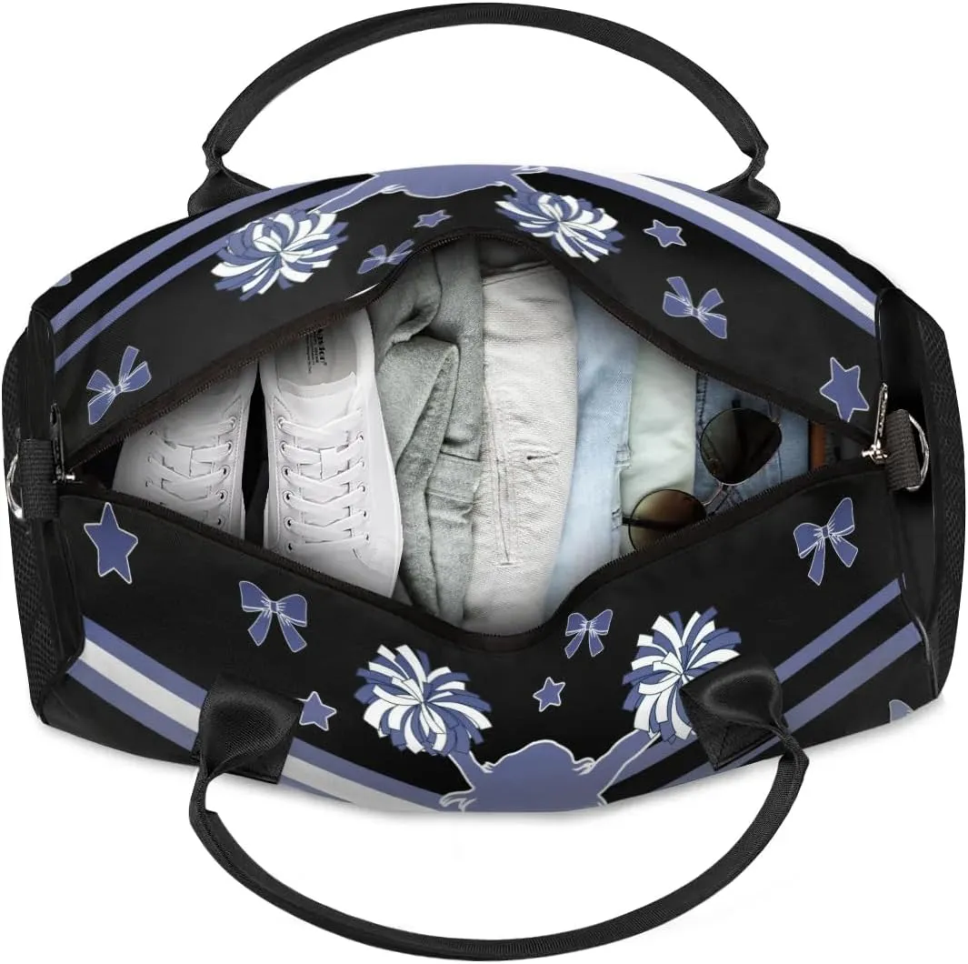 Personalized Cheer Sports Bag for Cheerleader, Cobalt Blue Gradient Custom Gymnastics Gym Duffel Bags Cheer Competition Gift with Your Name Ballet Dance Overnight Weekender Bag