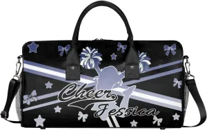 Personalized Cheer Sports Bag for Cheerleader, Cobalt Blue Gradient Custom Gymnastics Gym Duffel Bags Cheer Competition Gift with Your Name Ballet Dance Overnight Weekender Bag