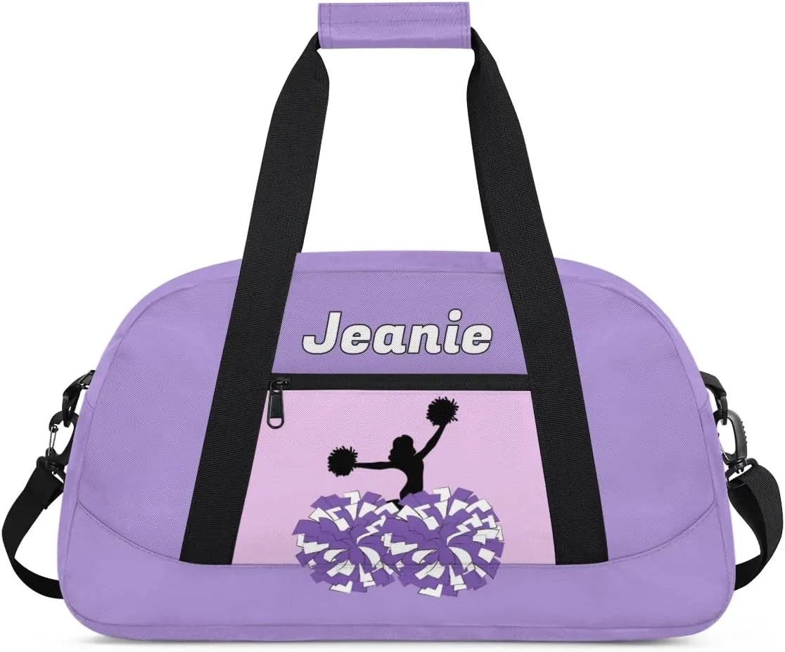 Personalized Cheerleader Bag Cheer Duffel Bag Customized Cheerleaders Bag with Your Name Travel Overnight Bag Gym Bag, Light Purple