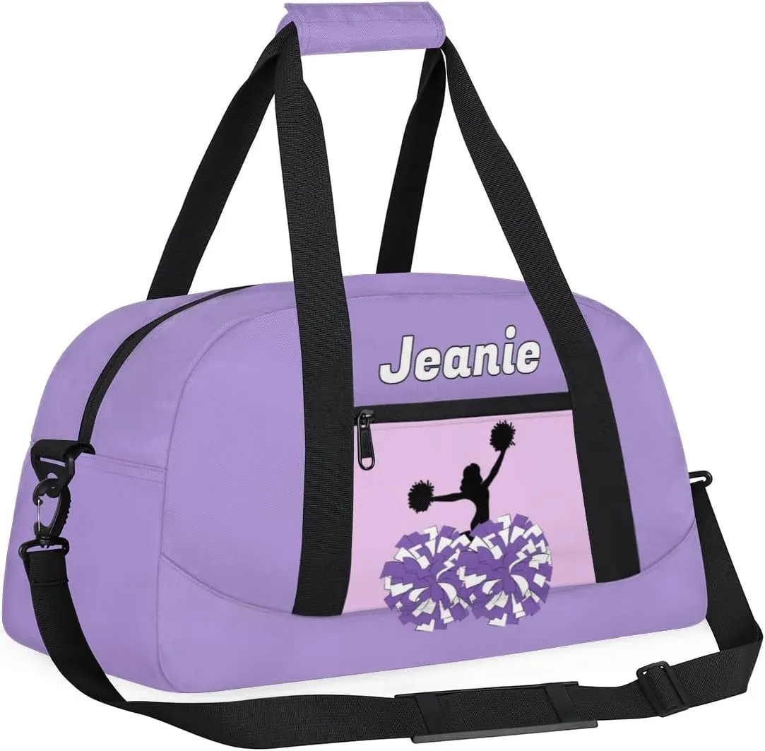 Personalized Cheerleader Bag Cheer Duffel Bag Customized Cheerleaders Bag with Your Name Travel Overnight Bag Gym Bag, Light Purple