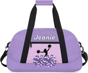 Personalized Cheerleader Bag Cheer Duffel Bag Customized Cheerleaders Bag with Your Name Travel Overnight Bag Gym Bag, Light Purple