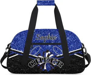 Personalized Cheerleader Bag Custom Cheer Sport Duffel Bags with Your Name Gymnastics Travel Bag Dance Bag Sleepover Weekender Bags, Blue