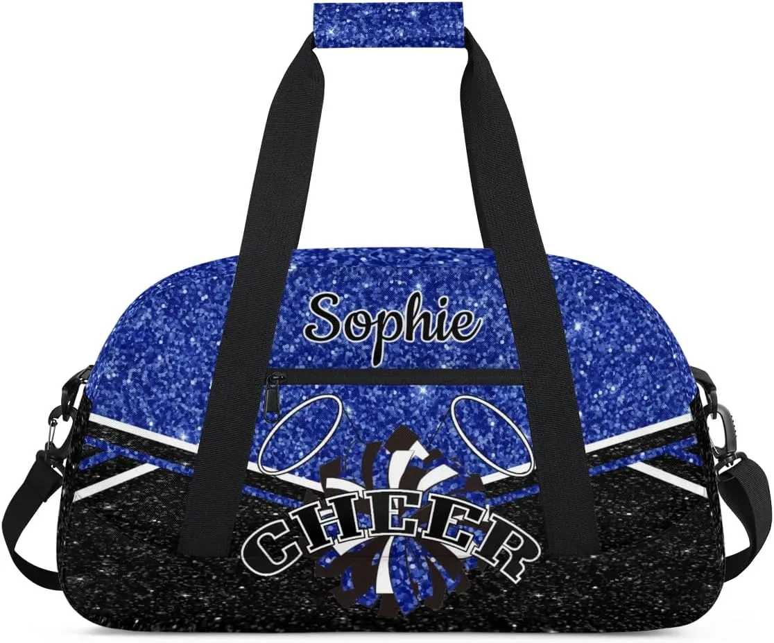 Personalized Cheerleader Bag Custom Cheer Sport Duffel Bags with Your Name Gymnastics Travel Bag Dance Bag Sleepover Weekender Bags, Blue