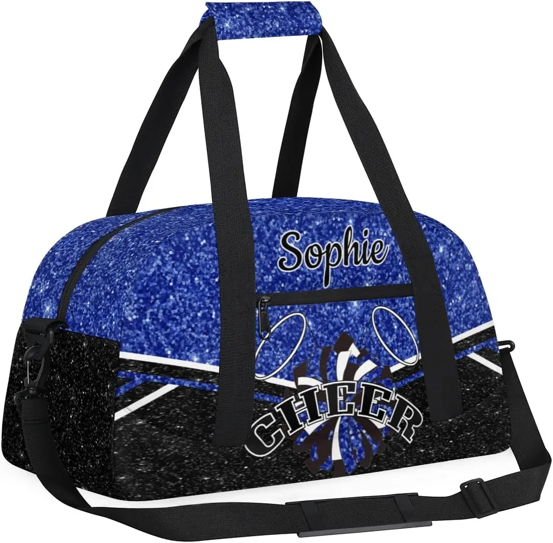 Personalized Cheerleader Bag Custom Cheer Sport Duffel Bags with Your Name Gymnastics Travel Bag Dance Bag Sleepover Weekender Bags, Blue