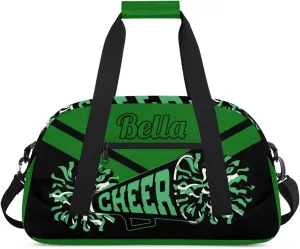 Personalized Cheerleader Bag Custom Sport Duffel Bags with Your Name Gymnastics Travel Bag Dance Bag Sleepover Weekender Bag, Green Black