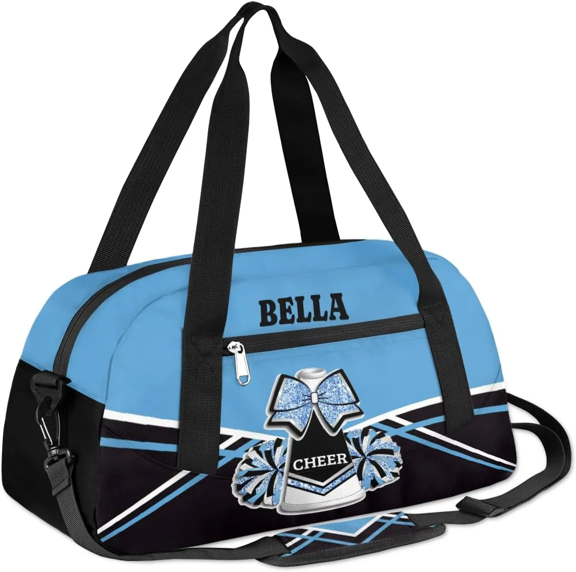 Personalized Cheerleader Bag Dance Bag for Girl, Custom Gym Bag Sport Duffel Bag, Weekender Bags Travel Duffel Bag Cheerleader Black Blue