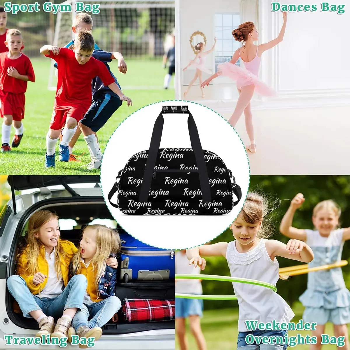 Personalized Cheerleader Bag Dance Bag for Women, Custom Gym Bag Sport Duffel Bags, Weekender Bags Travel Duffel Bag Cheerleader, Black