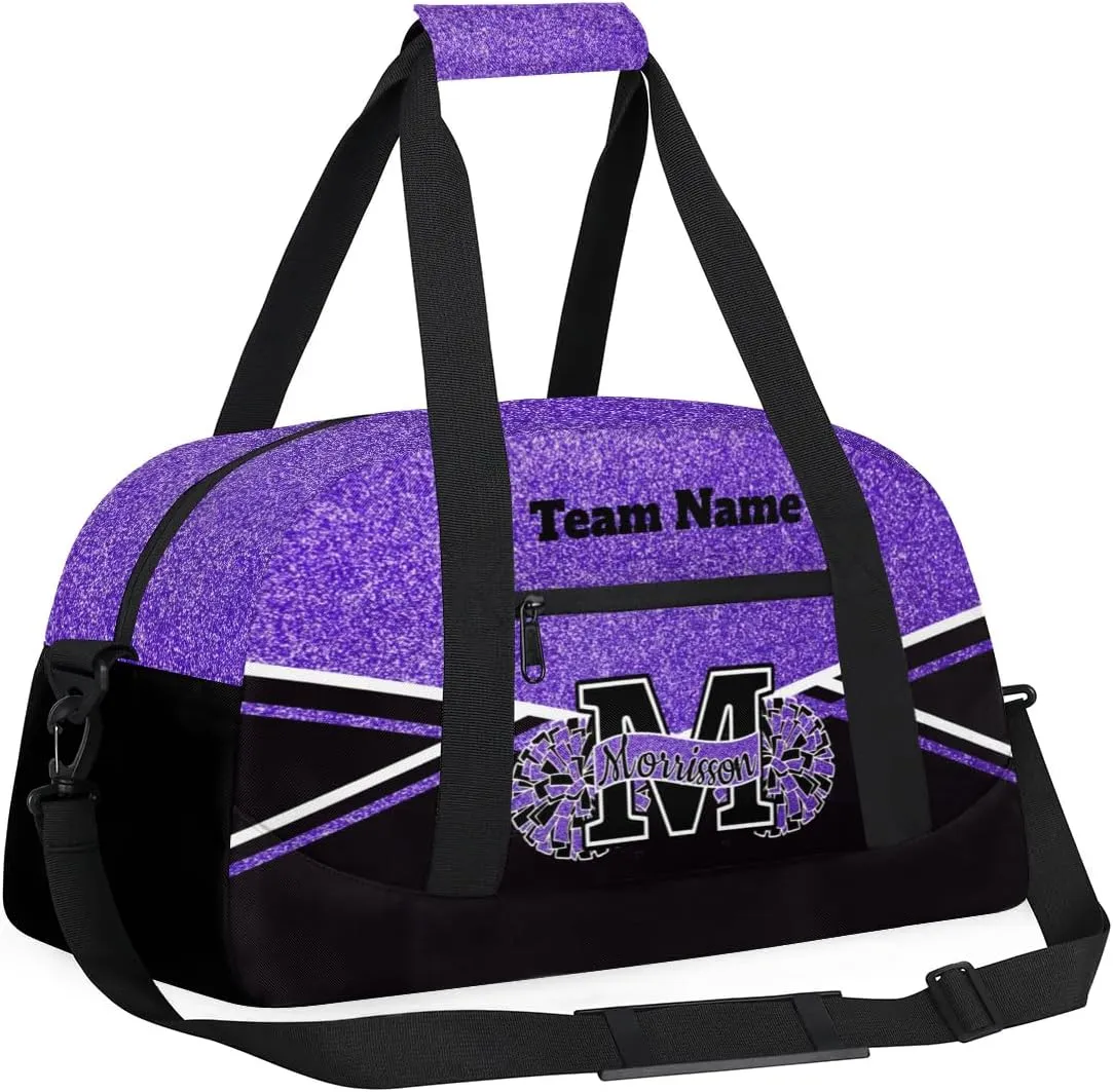 Personalized Cheerleader Bag Duffel Bag for Girls, Custom Cheer Bag Overnight Bags for Gymnastics Travel Weekender Dark Purple