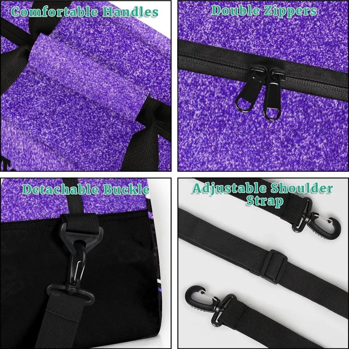 Personalized Cheerleader Bag Duffel Bag for Girls, Custom Cheer Bag Overnight Bags for Gymnastics Travel Weekender Dark Purple