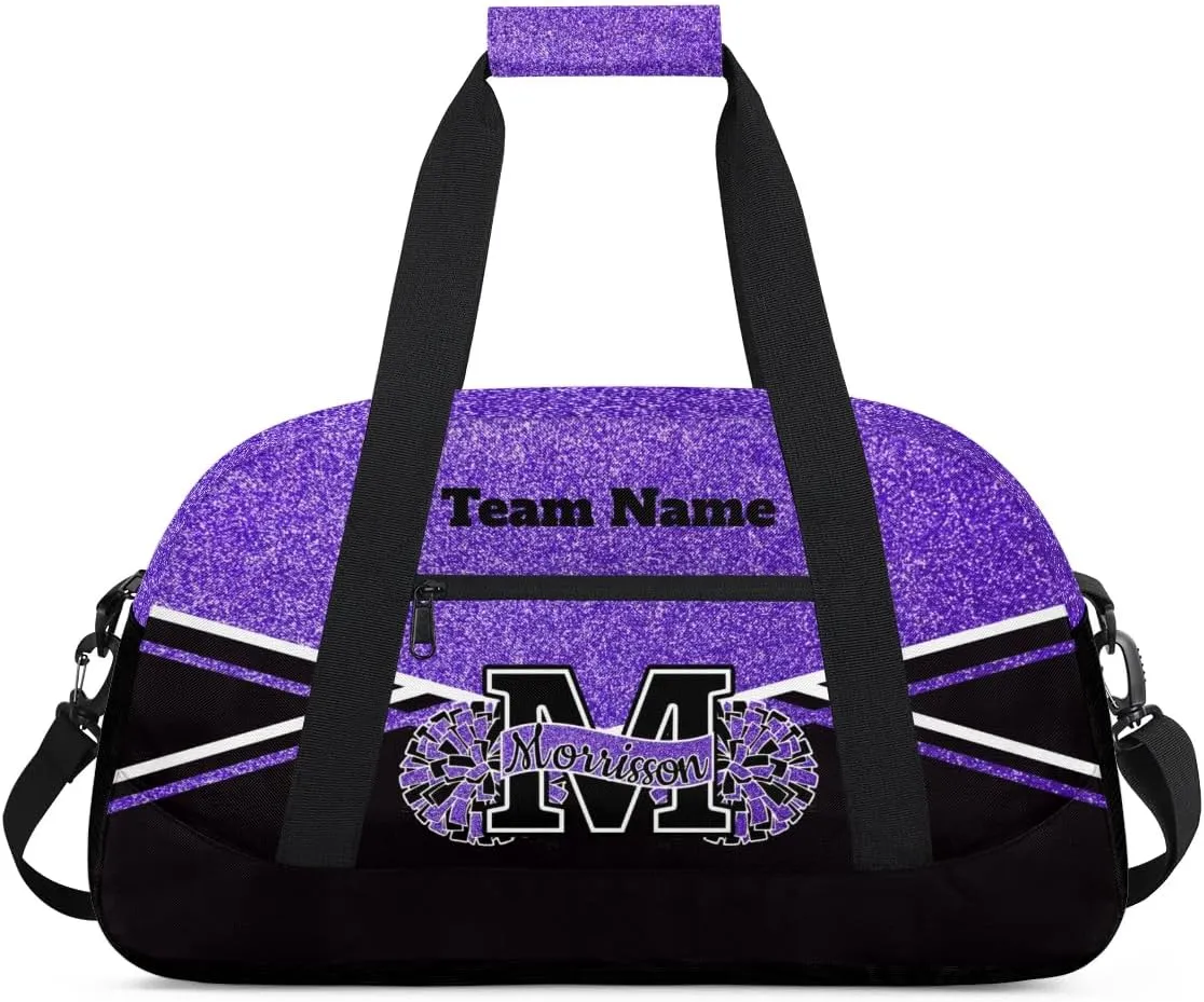 Personalized Cheerleader Bag Duffel Bag for Girls, Custom Cheer Bag Overnight Bags for Gymnastics Travel Weekender Dark Purple