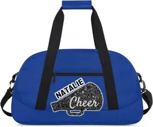 Personalized Cheerleader Sports Bag Custom Gymnastics Name Gym Duffel Bags Customized Cheer Ballet Dance Gift Overnight Weekender Bag, Cobalt Blue