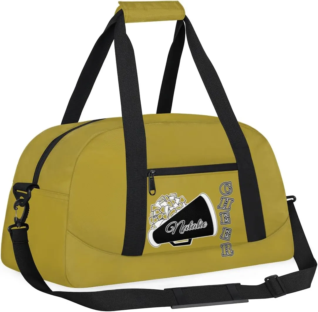 Personalized Cheerleader Sports Duffel Bags Custom Gymnastics Name Gym Dance Bags Customized Cheer Ballet Gift Overnight Weekender Bag, Brown